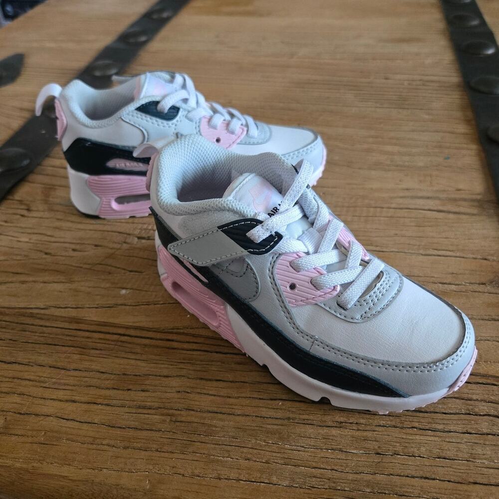 Nike Air Max 90 TD White Pink Wolf Grey Black Sneakers 10C